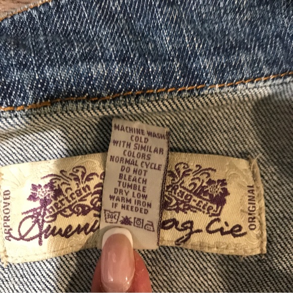 American Rag Cie Cute Denim Blue Short Sleeve Vest Jacket Size L - Picture 10 of 12